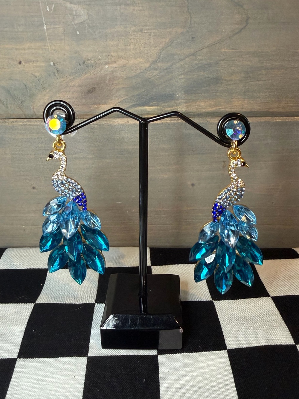 Peacock Crystal Dangle Earrings